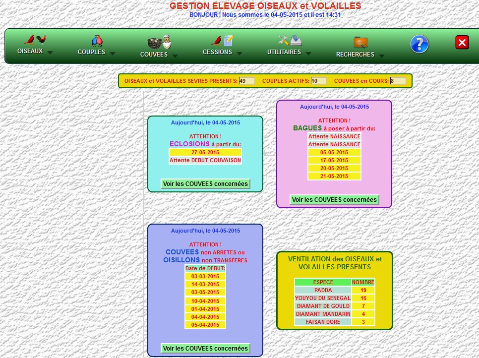 Programme élevage oiseaux